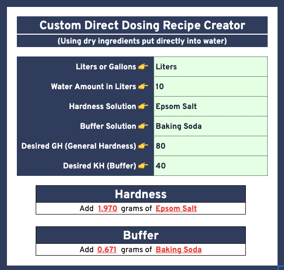 Custom Direct Dosing Recipe Creator